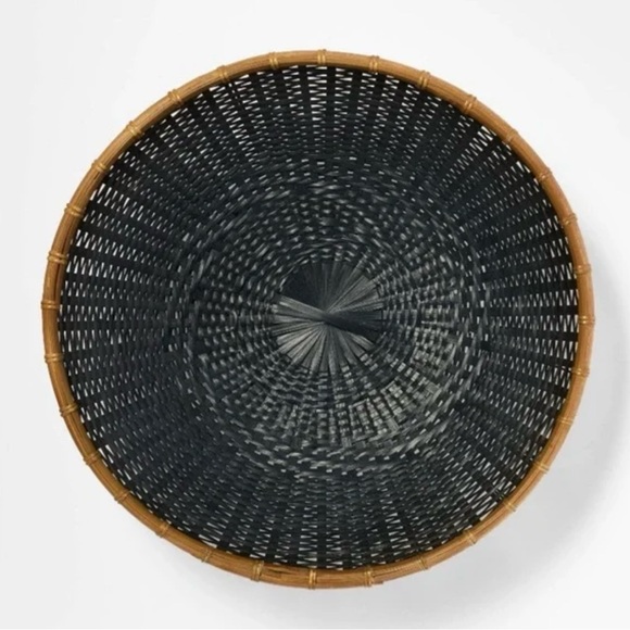 Studio McGee Round Bamboo Decorative Woven Bowl Slate Black - Picture 4 of 7